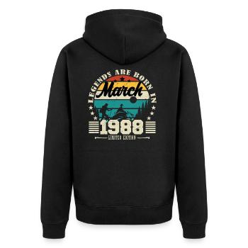 Mars 1988. Cadeau d'anniversaire mars 1988. - Veste à capuche bio Premium Unisexe - noir - Dos - Nico (187cm)