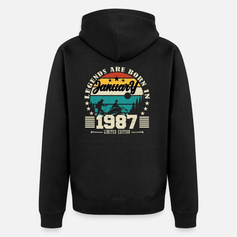 Janvier 1987. Cadeau d'anniversaire janvier 1987. - Veste à capuche bio Premium Unisexe - noir