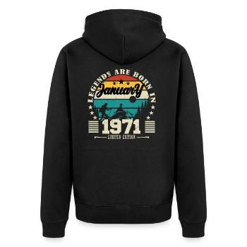 January 1971. Birthday gift January 1971. - Unisex Premium Organic Zip Hoodie - black - Back - Nico (187cm)