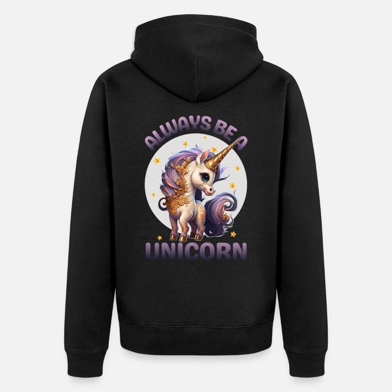Sei immer ein Einhorn - Unisex Premium Bio Zip Hoodie - Schwarz