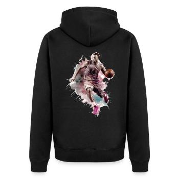 Basketball Basketball Player Sport Splash Colorful - Unisex Premium Organic Zip Hoodie - black - Back - Nico (187cm)