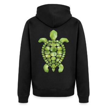 Green turtle mosaic pattern - Unisex Premium Organic Zip Hoodie - black - Back - Nico (187cm)