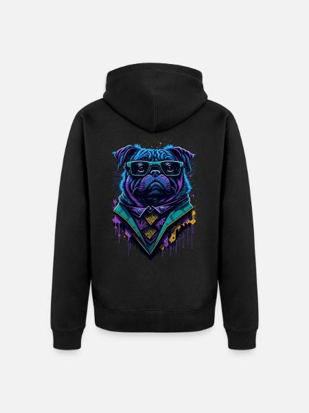 Graffiti Cyberpug - Unisex Premium Bio Zip Hoodie - Schwarz