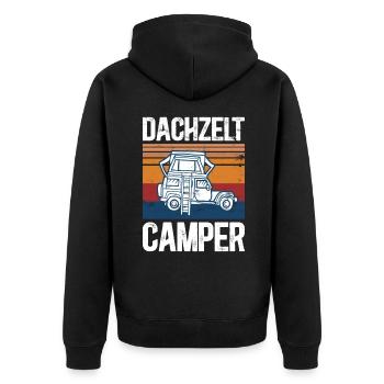 Dachzelt Camper | Autozelt Campingurlaub Retro - Unisex Premium Bio Zip Hoodie - Schwarz - Hinten - Nico (187cm)