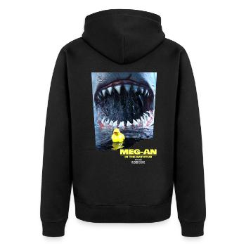 Megalodon la terreur des bains - Parodie - Veste à capuche bio Premium Unisexe - noir - Dos - Nico (187cm)
