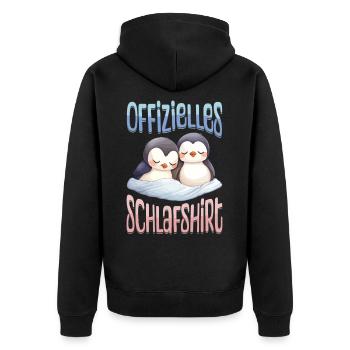Offizielles Schlafshirt Pinguin Schlafanzug Süß - Unisex Premium Bio Zip Hoodie - Schwarz - Hinten - Nico (187cm)