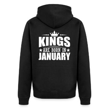 Jahrestag im Januar. Geburtstagsgeschenk für Januar - Unisex Premium Bio Zip Hoodie - Schwarz - Hinten - Nico (187cm)