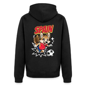 Soccer Spain Dog Animal Soccer Fan Team - Unisex Premium Organic Zip Hoodie - black - Back - Nico (187cm)