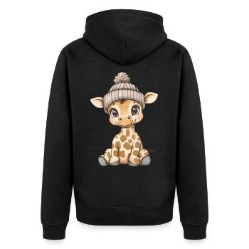 Girafe mignon mignon bébé enfants animal dessin animé - Veste à capuche bio Premium Unisexe - noir - Dos - Nico (187cm)