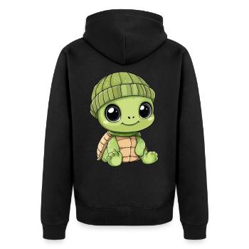 tortue mignon mignon bébé enfants animal dessin animé - Veste à capuche bio Premium Unisexe - noir - Dos - Nico (187cm)