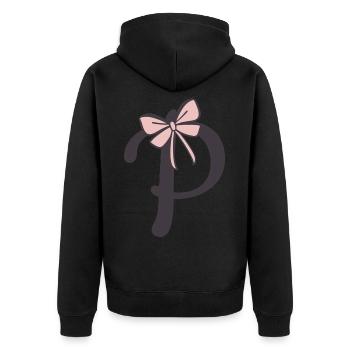 Initial letter P Ribbon - Unisex Premium Organic Zip Hoodie - black - Back - Nico (187cm)