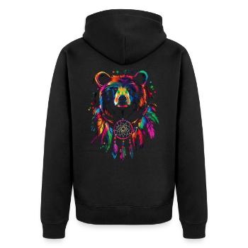 Ours avec attrape-rêves - Veste à capuche bio Premium Unisexe - noir - Dos - Nico (187cm)