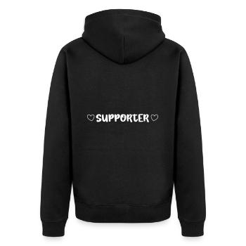 Supporter Heart Team - Unisex Premium Organic Zip Hoodie - black - Back - Nico (187cm)