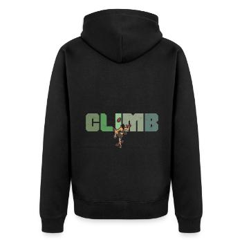 Bouldern Klettern Sportarten Turnhalle Wand - Unisex Premium Bio Zip Hoodie - Schwarz - Hinten - Nico (187cm)