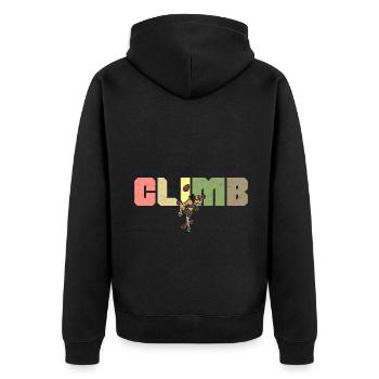 Bouldern Klettern Sportarten Turnhalle Wand - Unisex Premium Bio Zip Hoodie - Schwarz - Hinten - Nico (187cm)