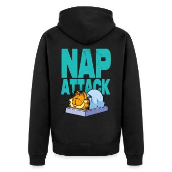 Garfield Nap Attack - Unisex Premium Organic Zip Hoodie - black - Back - Nico (187cm)