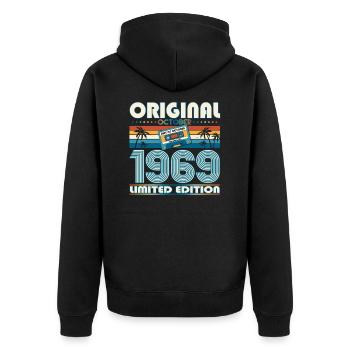 54. Geburtstag Retro Kassette Best of Oktober 1969 - Unisex Premium Bio Zip Hoodie - Schwarz - Hinten - Nico (187cm)