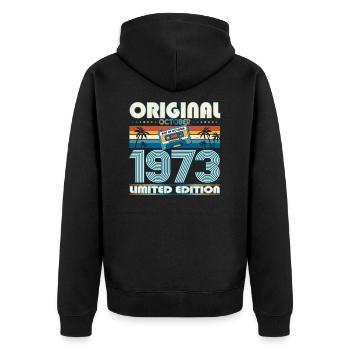 50th Birthday Retro Cassette Best of Octobre 1973 - Veste à capuche bio Premium Unisexe - noir - Dos - Nico (187cm)
