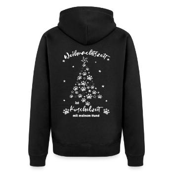 Weihnachtszeit ist Kuschelzeit mit meinem Hund - Unisex Premium Bio Zip Hoodie - Schwarz - Hinten - Nico (187cm)
