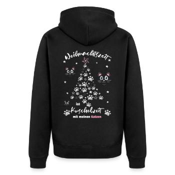 Weihnachtszeit ist Kuschelzeit mit meinen Katzen 2 - Unisex Premium Bio Zip Hoodie - Schwarz - Hinten - Nico (187cm)