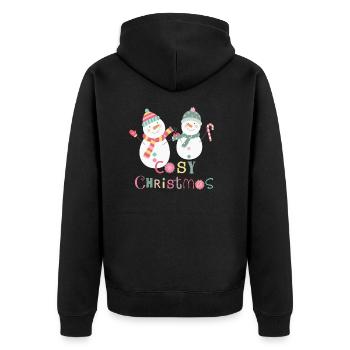 Fun Winter Snowman Colorful Cozy Christmas - Unisex Premium Organic Zip Hoodie - black - Back - Nico (187cm)