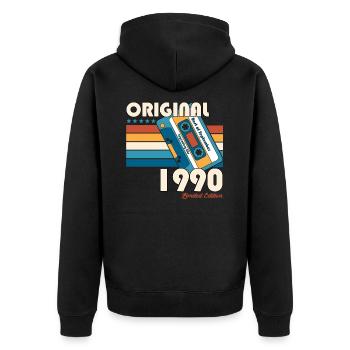 34ème Anniversaire Millésime Septembre 1990 Millésime 90 - Veste à capuche bio Premium Unisexe - noir - Dos - Nico (187cm)