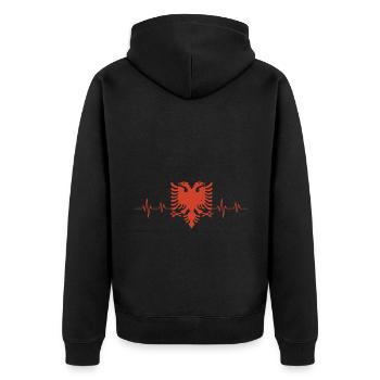 République d’Albanie Albanie Shqipëria Tirana Albanais - Veste à capuche bio Premium Unisexe - noir - Dos - Nico (187cm)
