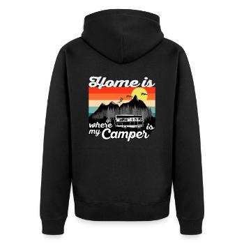 Zu Hause ist wo mein Camper steht - Vintage Sunset - Unisex Premium Bio Zip Hoodie - Schwarz - Hinten - Nico (187cm)