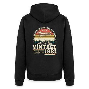 Septembre Né 1981 41ème anniversaire Cadeau - Veste à capuche bio Premium Unisexe - noir - Dos - Nico (187cm)