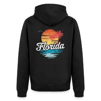 Florida - Unisex Premium Bio Zip Hoodie - Schwarz - Hinten - Nico (187cm)