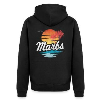 Marbs - Unisex Premium Bio Zip Hoodie - Schwarz - Hinten - Nico (187cm)