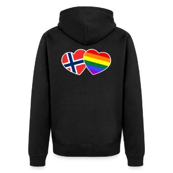 LGBT Gay Lesbian Norway Norge Flag Gift - Unisex Premium Organic Zip Hoodie - black - Back - Nico (187cm)