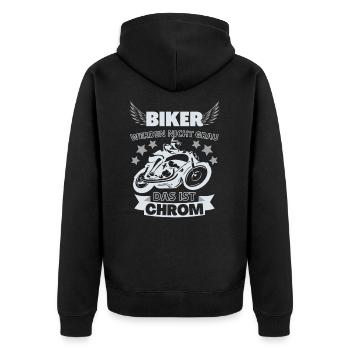 Biker werden nicht grau - das ist Chrom - Unisex Premium Bio Zip Hoodie - Schwarz - Hinten - Nico (187cm)