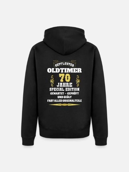 Oldtimer 70. Geburtstag - Unisex Premium Bio Zip Hoodie - Schwarz