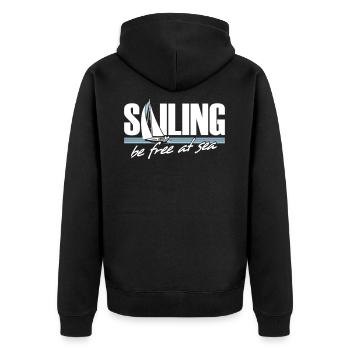 Sailing - Unisex Premium Organic Zip Hoodie - black - Back - Nico (187cm)