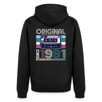 Original 1981 41st Birthday Gift Hommes - Veste à capuche bio Premium Unisexe - noir - Dos - Nico (187cm)