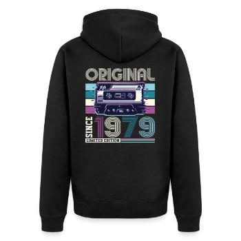 Original 1979 43ème Anniversaire Cadeau Hommes - Veste à capuche bio Premium Unisexe - noir - Dos - Nico (187cm)