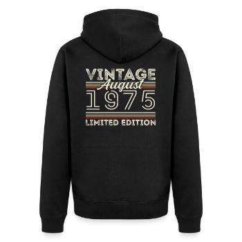 Août 1975 Légende depuis août 1975 Millésime 1975 - Veste à capuche bio Premium Unisexe - noir - Dos - Nico (187cm)