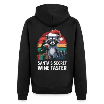 Raccoon Christmas Wine Funny - Unisex Premium Organic Zip Hoodie - black - Back - Nico (187cm)