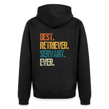 Best Retriever Dog Servant Ever Distressed Retro - Unisex Premium Organic Zip Hoodie - black - Back - Nico (187cm)