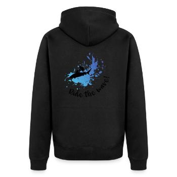 Ride the wave! - Unisex Premium Organic Zip Hoodie - black - Back - Nico (187cm)
