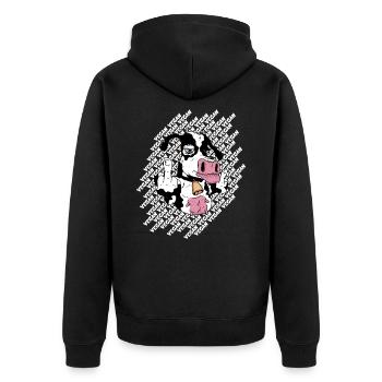 VACHE VÉGÉTALIENNE VEGAN - Veste à capuche bio Premium Unisexe - noir - Dos - Nico (187cm)