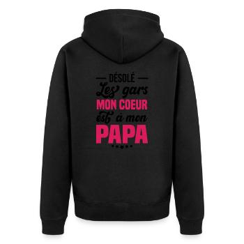 Désolé Les Gars Mon Coeur Est À Mon Papa - Veste à capuche bio Premium Unisexe - noir - Dos - Nico (187cm)