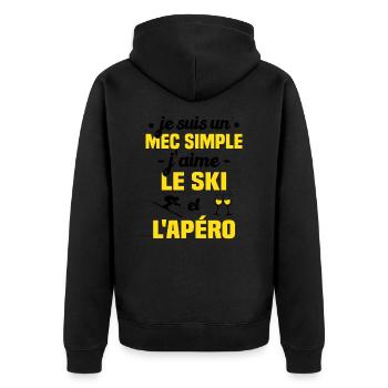 Je suis un mec simple j'aime le ski et l'apéro - Veste à capuche bio Premium Unisexe - noir - Dos - Nico (187cm)