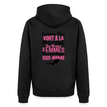 Les vraies femmes font de la plongée sous marine - Veste à capuche bio Premium Unisexe - noir - Dos - Nico (187cm)