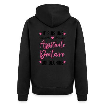 Je suis Assistante Dentaire qui Déchire - Veste à capuche bio Premium Unisexe - noir - Dos - Nico (187cm)