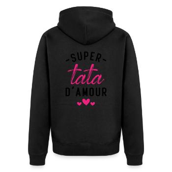 Cadeau Femme Super tata d'amour - Veste à capuche bio Premium Unisexe - noir - Dos - Nico (187cm)