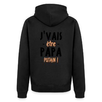 J'vais être papa putain ! - Veste à capuche bio Premium Unisexe - noir - Dos - Nico (187cm)