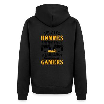 Les meilleurs hommes deviennent gamers - Veste à capuche bio Premium Unisexe - noir - Dos - Nico (187cm)