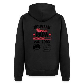 Nouveau Papa En 2023 Humour Cadeau Papa Gamer - Veste à capuche bio Premium Unisexe - noir - Dos - Nico (187cm)